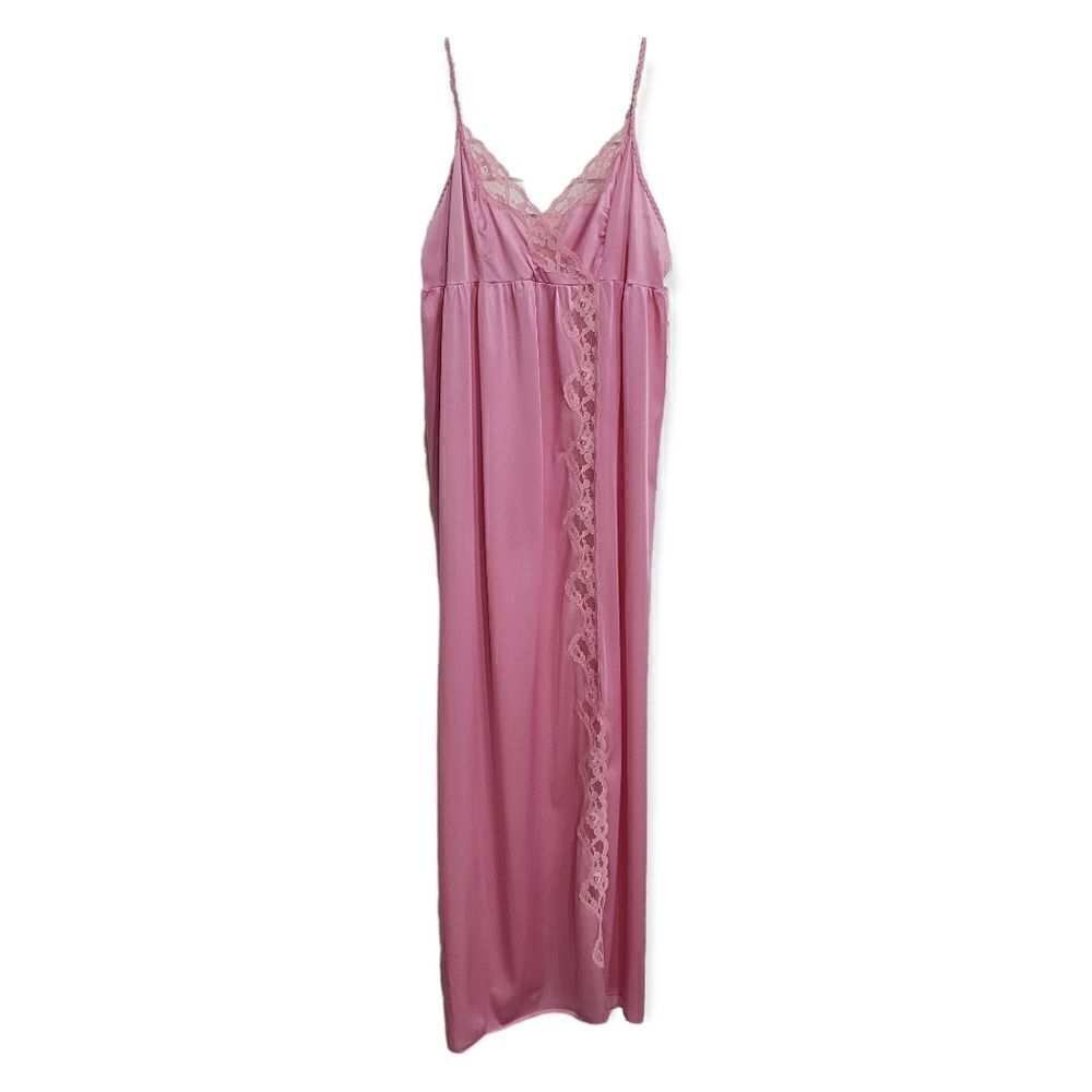 Vintage pink lace long nightgown